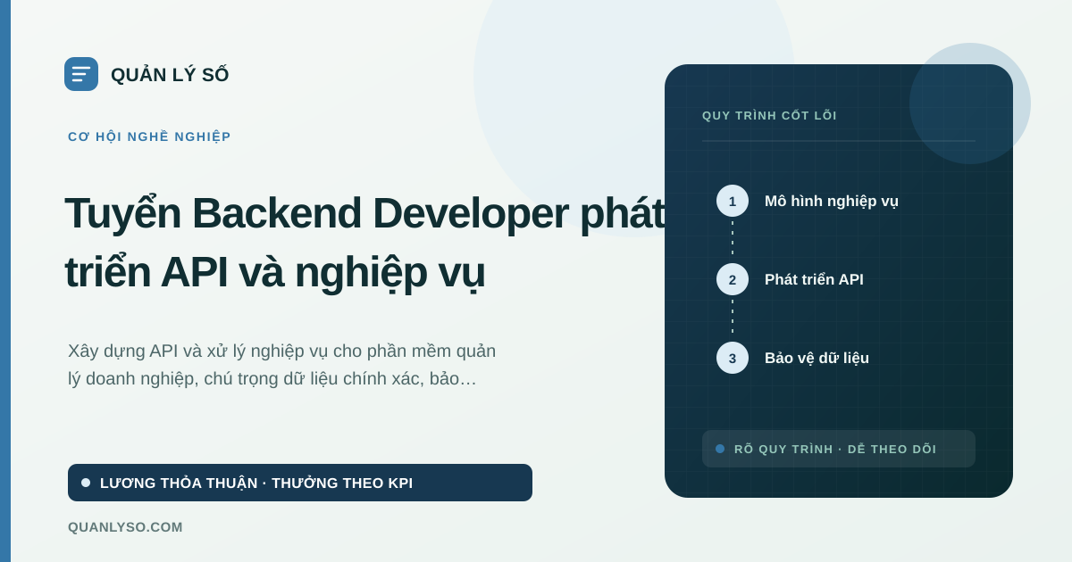 Cơ hội nghề nghiệp Backend Developer tại Quản Lý Số