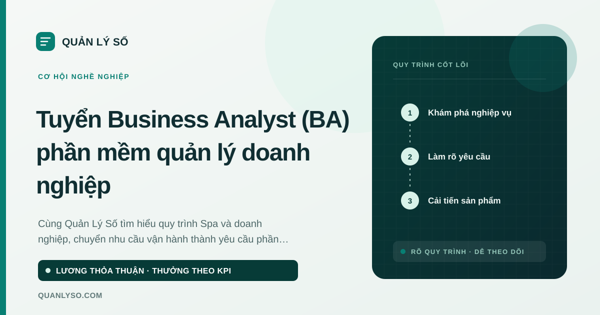 Cơ hội nghề nghiệp Business Analyst tại Quản Lý Số