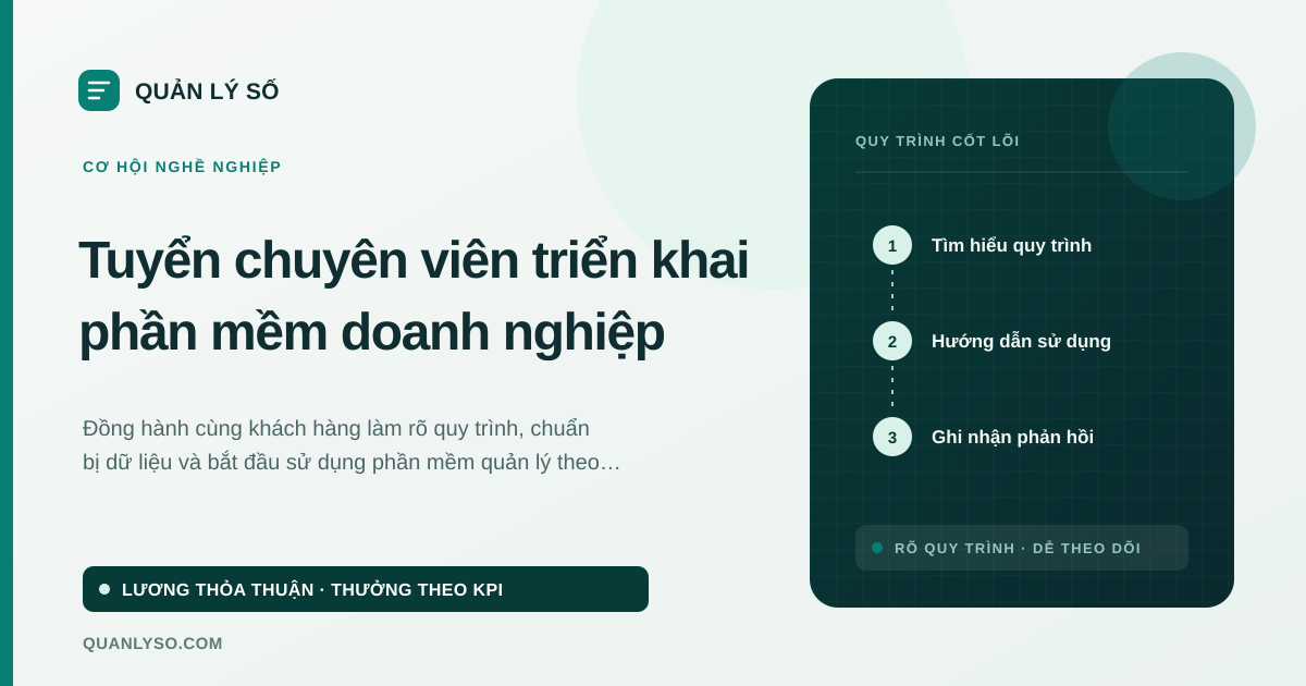 Cơ hội nghề nghiệp triển khai phần mềm tại Quản Lý Số