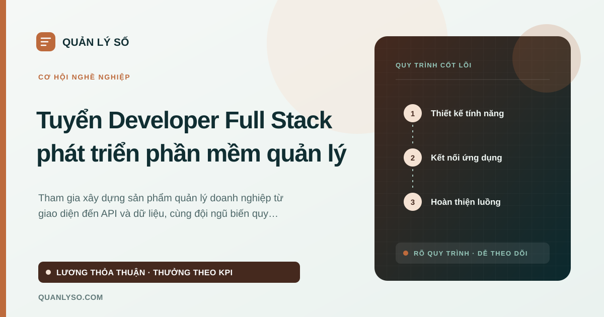 Cơ hội nghề nghiệp Developer Full Stack tại Quản Lý Số