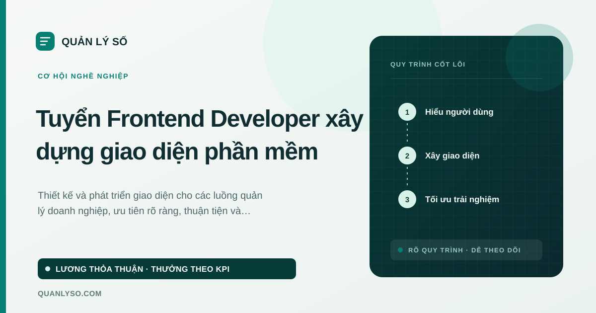 Cơ hội nghề nghiệp Frontend Developer tại Quản Lý Số