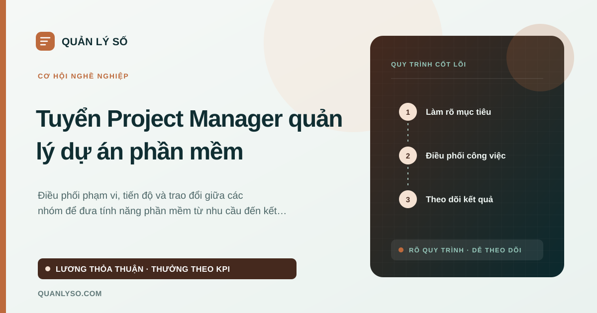 Cơ hội nghề nghiệp Project Manager tại Quản Lý Số