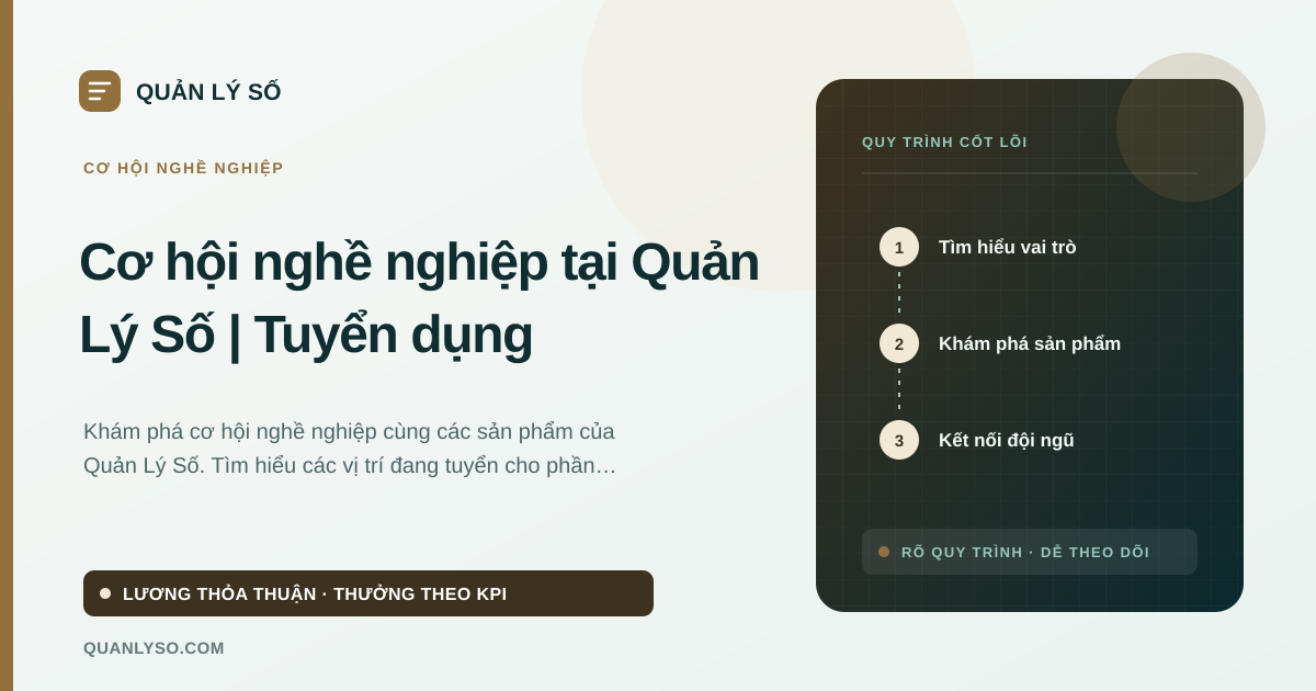 Cơ hội nghề nghiệp tại Quản Lý Số